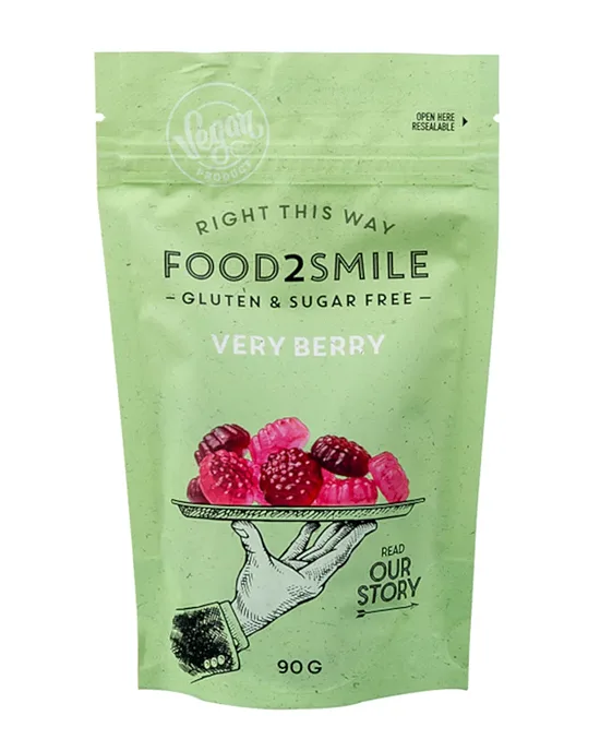 Aviečių ir gervuogių skonio becukriai guminukai "Food2smile"