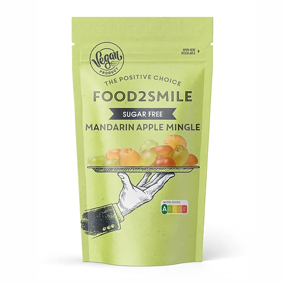 Mandarinų ir obuolių skonio becukriai guminukai "Food2smile"