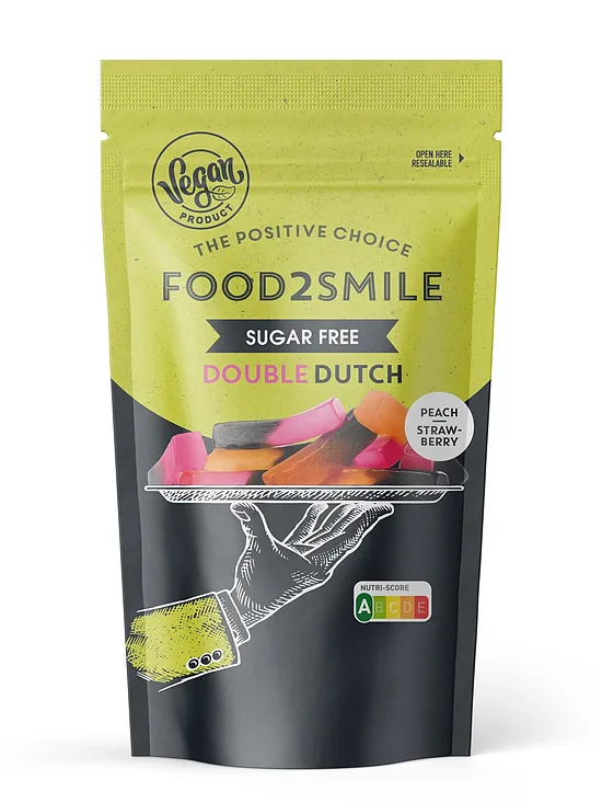 Persikų ir braškių skonio becukriai guminukai su saldymedžiu "Food2Smile"