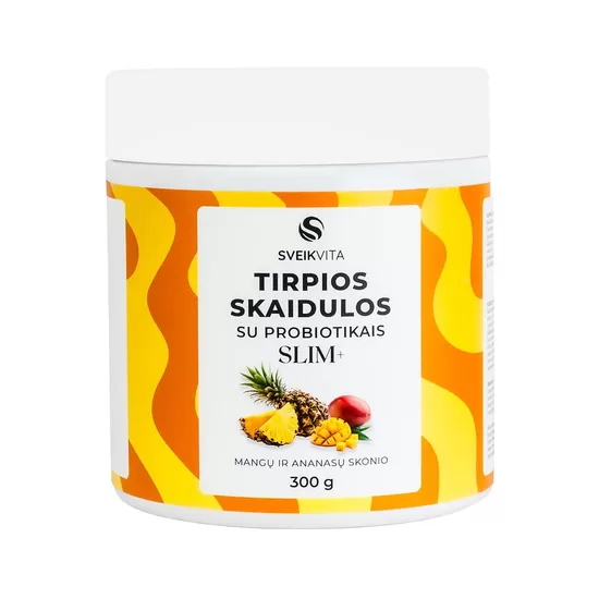 Tirpios skaidulos su probiotikais "Slim +" (Mangų ir ananasų skonio)