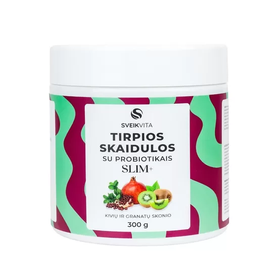 Tirpios skaidulos su probiotikais "Slim+" (Kivių ir granatų skonio)