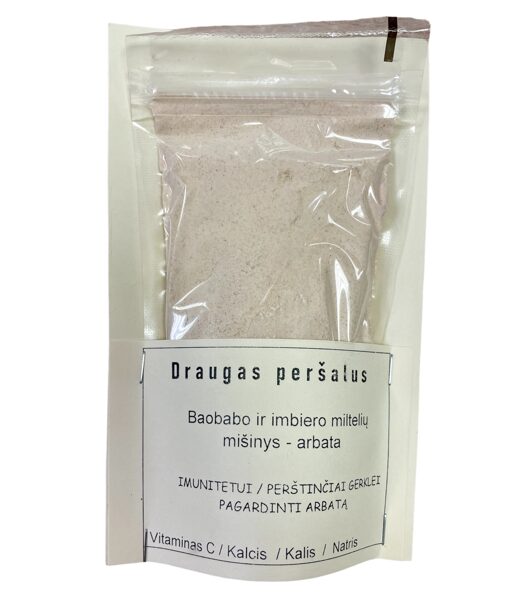 Baobabo ir imbiero miltelių gėrimas "Draugas peršalus", 50 g.