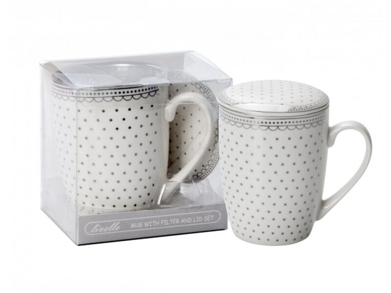 Porcelianinis puodelis su sieteliu "Dots 2"